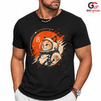 Space Astronaut Cat T-Shirt Unisex Cool Graphic Funny Feline Lover Design Tee