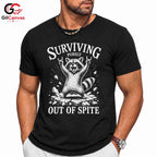 Spiteful Raccoon T-Shirt Surviving Purely Out Of Spite Fun Unisex Gift Tee