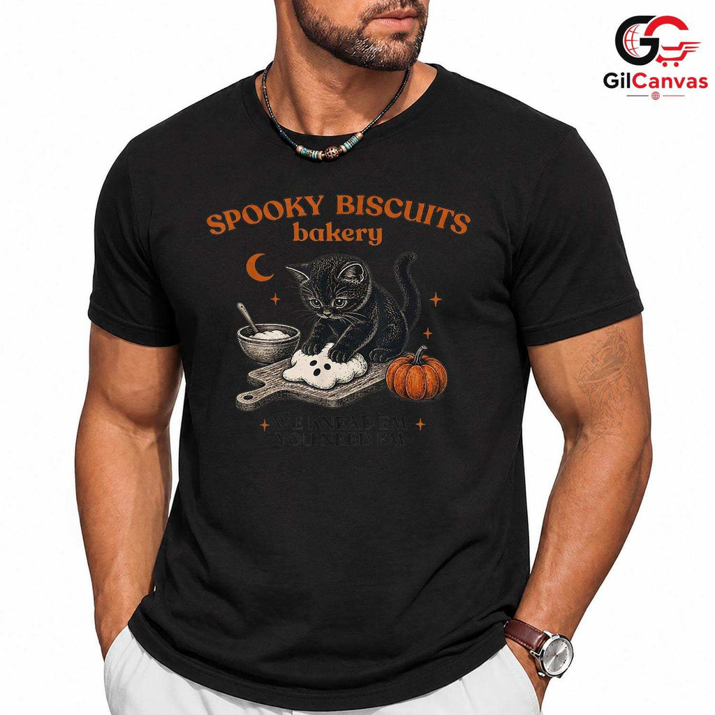 Spooky Biscuit Baker T-Shirt Unisex Fun Halloween Gift Idea For Cat Lovers