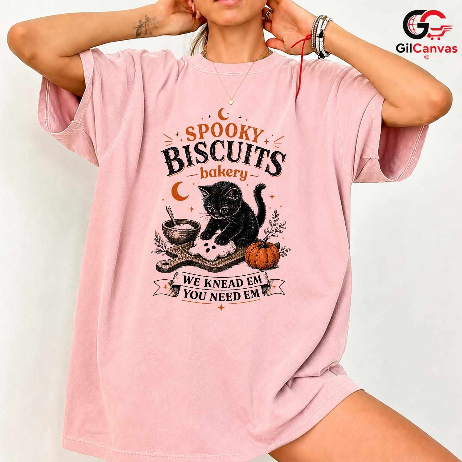 Spooky Black Cat Baker T-Shirt Funny Halloween Bakery Unisex Graphic Apparel Tee