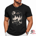 Spooky Moth Owl Graphic T-Shirt Halloween Nature Adventure Unisex Apparel