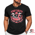 Stay Salty Skeleton Flamingo T-Shirt Tropical Summer Beach Unisex Graphic Apparel