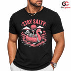 Stay Salty Skeleton Flamingo T-Shirt Tropical Summer Beach Unisex Graphic Apparel
