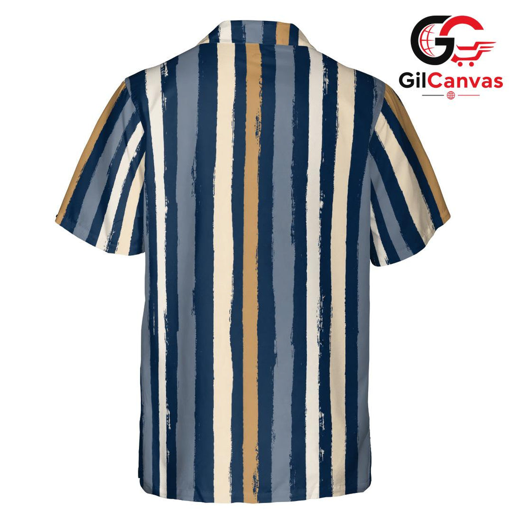 Striped Pattern Summer Beach Tee, Stylish Casual Mens Wear For Tropical Vacations