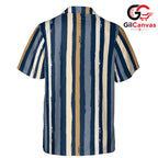 Striped Pattern Summer Beach Tee, Stylish Casual Mens Wear For Tropical Vacations