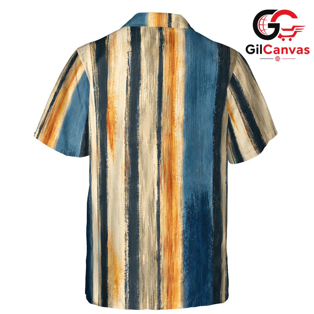 Striped Unisex Hawaiian Shirt, Ideal Casual Summer Beach Trips Pool Party