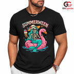 Summer Flamingo Skeleton Shirt Unisex Fun Summerween Vacation Gift All Ages