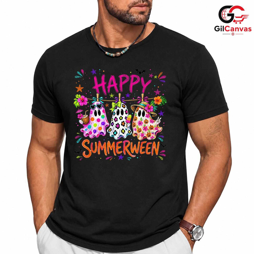 Summerween Ghosts Vacation T-Shirt Unisex Spooky Funny Summer Gift For Family