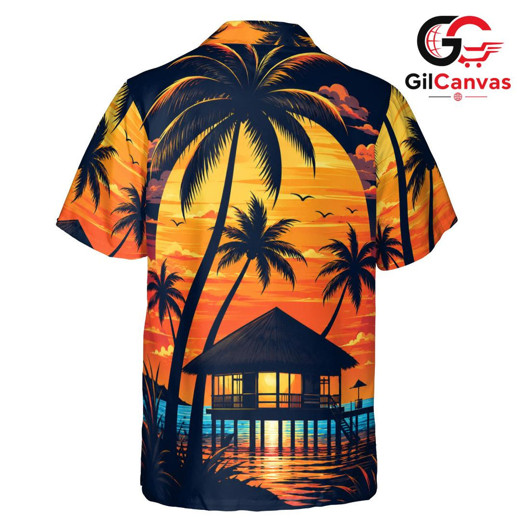 Sunset Beach Hawaiian Shirt, Men Beachwear Perfect for Summer Vacations