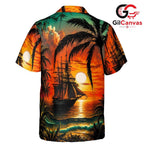Sunset Sailboat Hawaiian Tee, Stylish Unisex Casual Wear Summer Outings