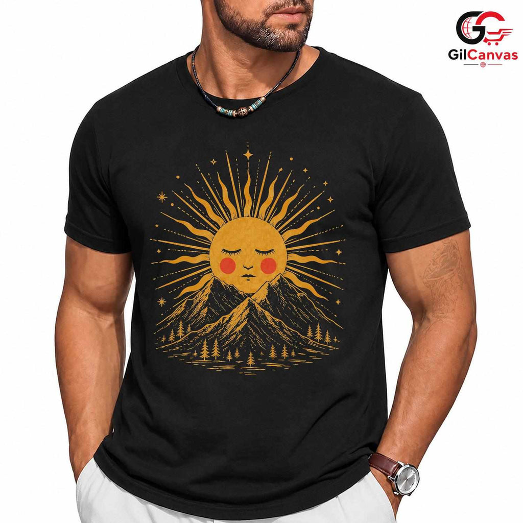 Sunshine Mountain Graphic T-Shirt Nature Adventure Unisex Personalized Tee