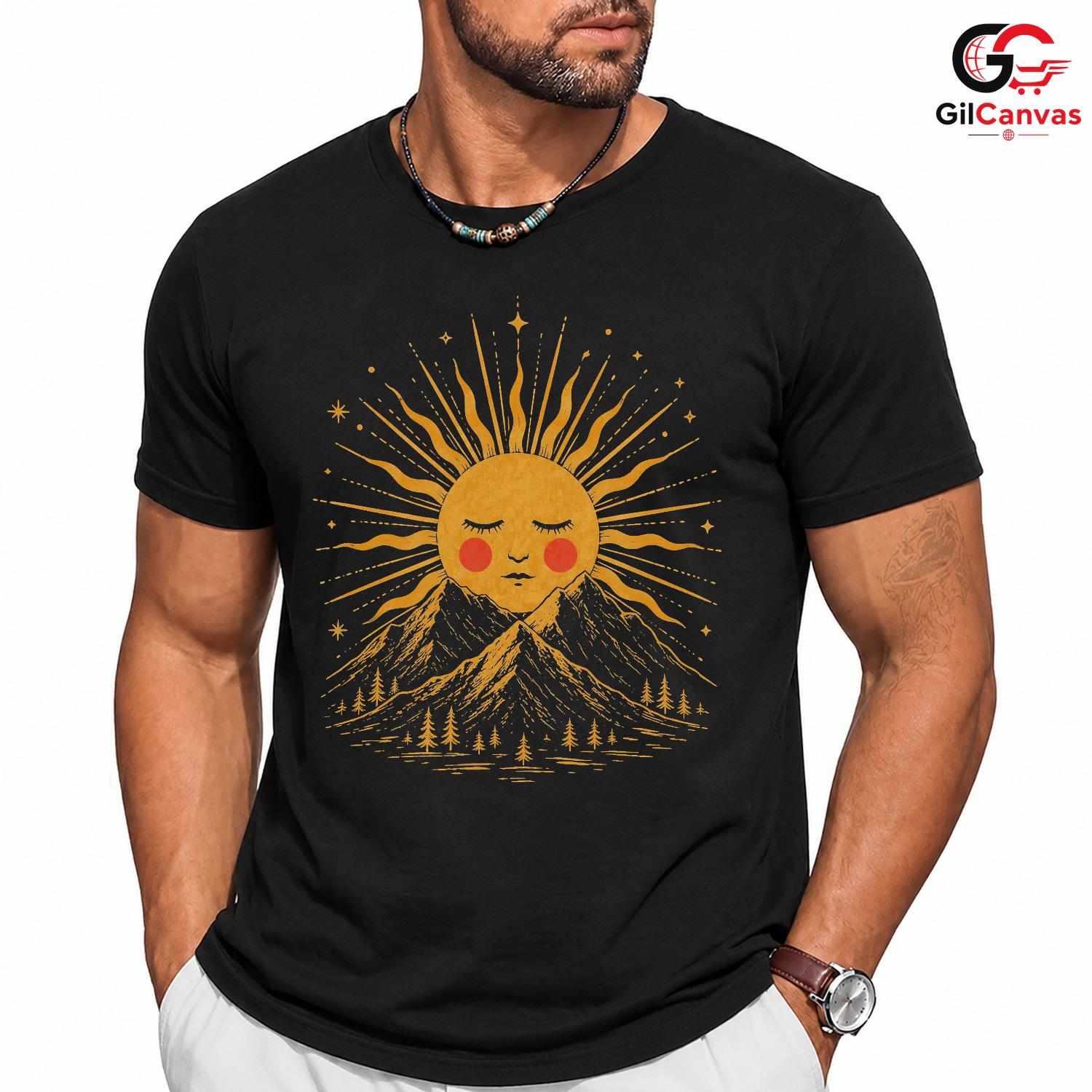 Sunshine Mountain Graphic T-Shirt Nature Adventure Unisex Personalized Tee