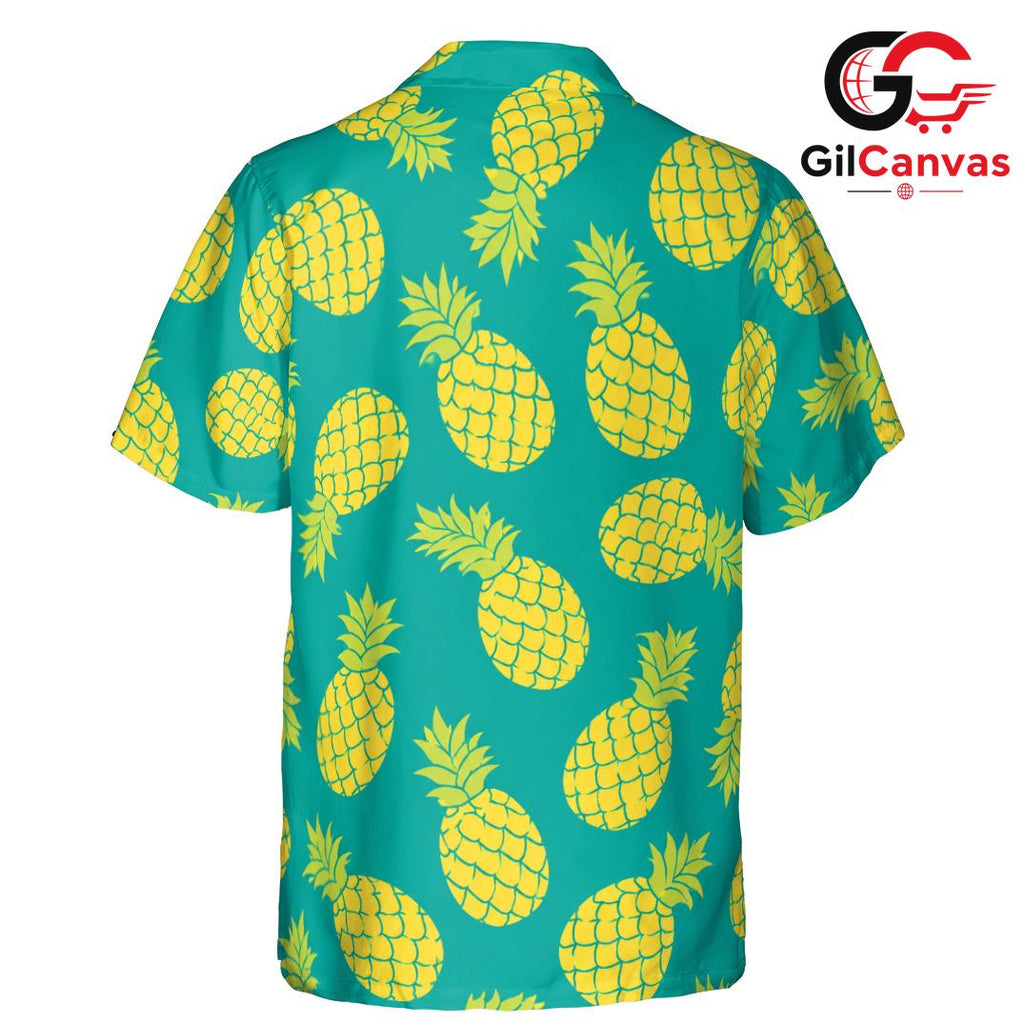 Teal Yellow Pineapple Shirt, Unisex Tropical Beach Outfit Summer Vacation
