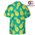 Teal Yellow Pineapple Shirt, Unisex Tropical Beach Outfit Summer Vacation