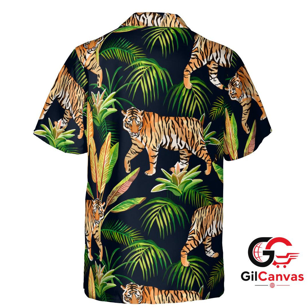 Tiger Pattern Hawaiian Shirt For Summer Vacation Perfect Men Tropical Vibe