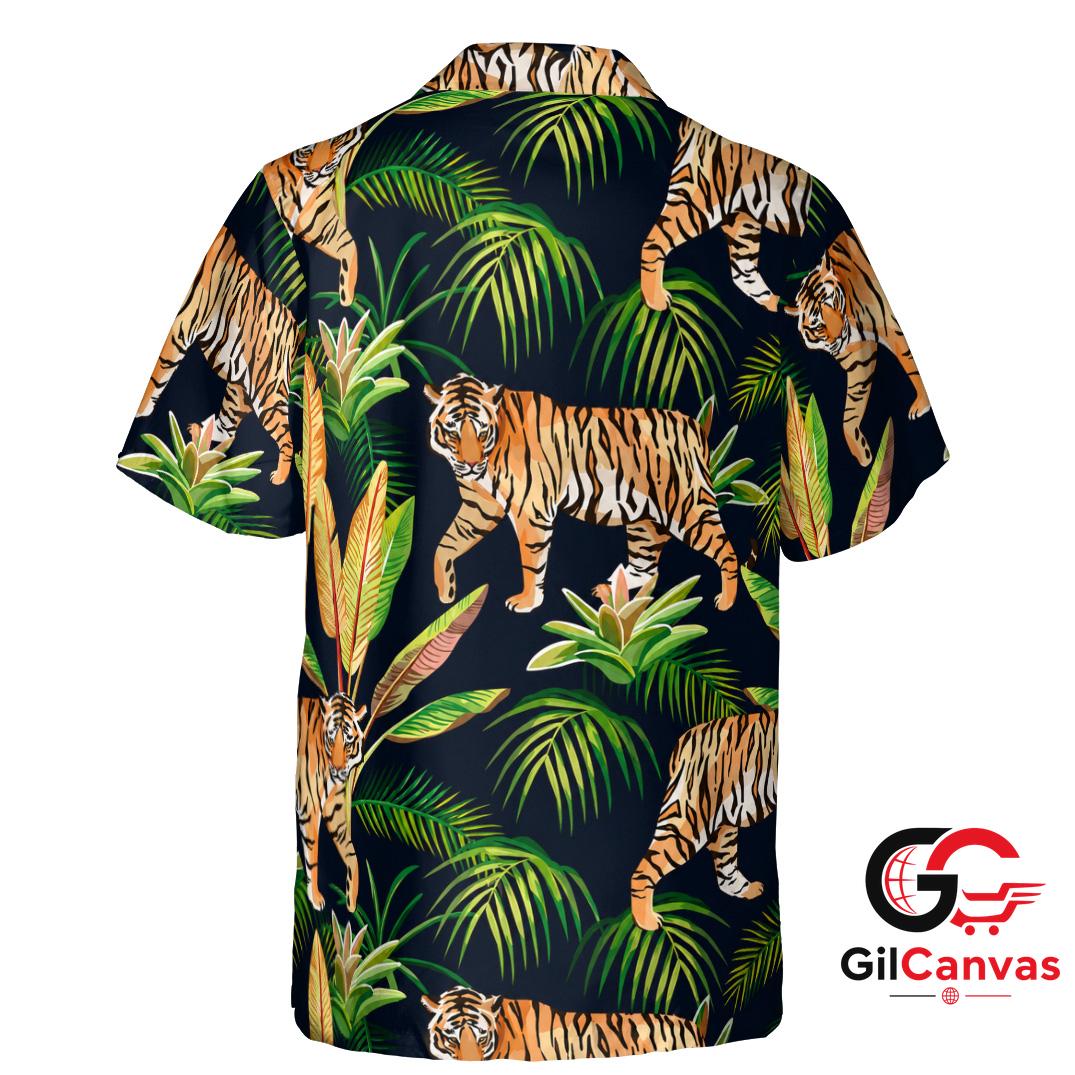 Tiger Pattern Hawaiian Shirt For Summer Vacation Perfect Men Tropical Vibe