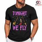 Tonight We Fly Broom T-Shirt Unisex Spooky Halloween Party Gift For Adults
