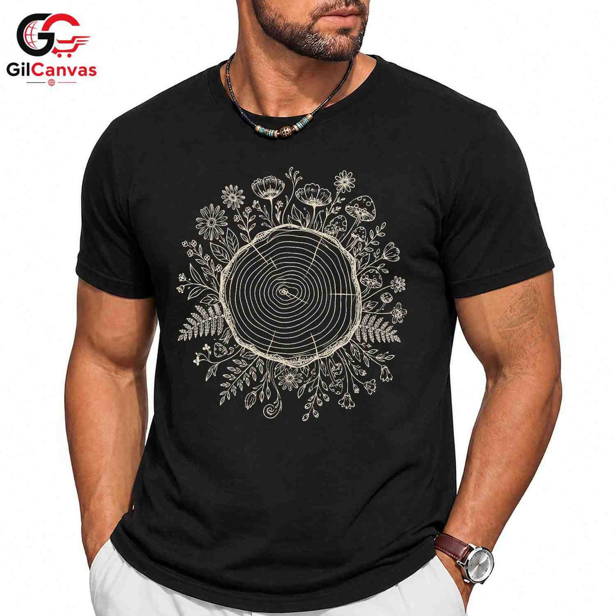 Tree Ring Nature T-Shirt Unisex Custom Print Forest Lover Graphic Casual Shirt