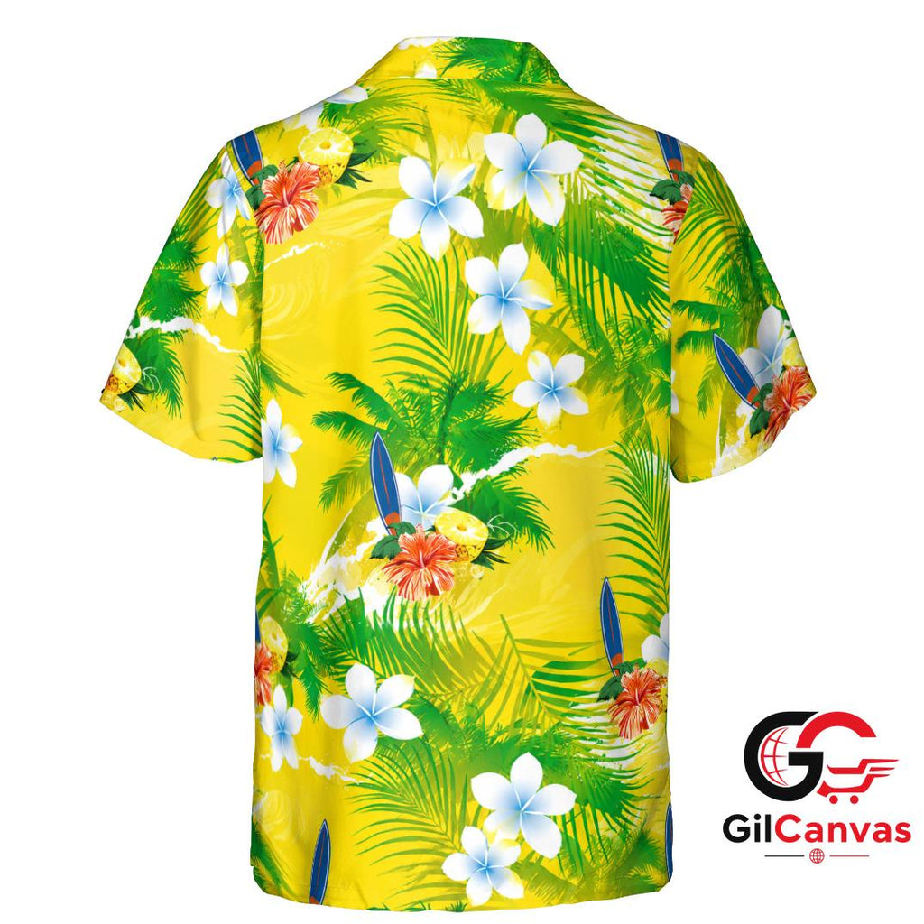 Tropical Flower Hawaiian Shirt For Summer Vacation Men Beachwear Surf Style