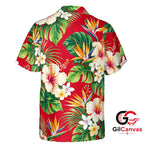 Tropical Flower Hawaiian Shirt For Unisex Summer Beachwear Floral Vacation Fit