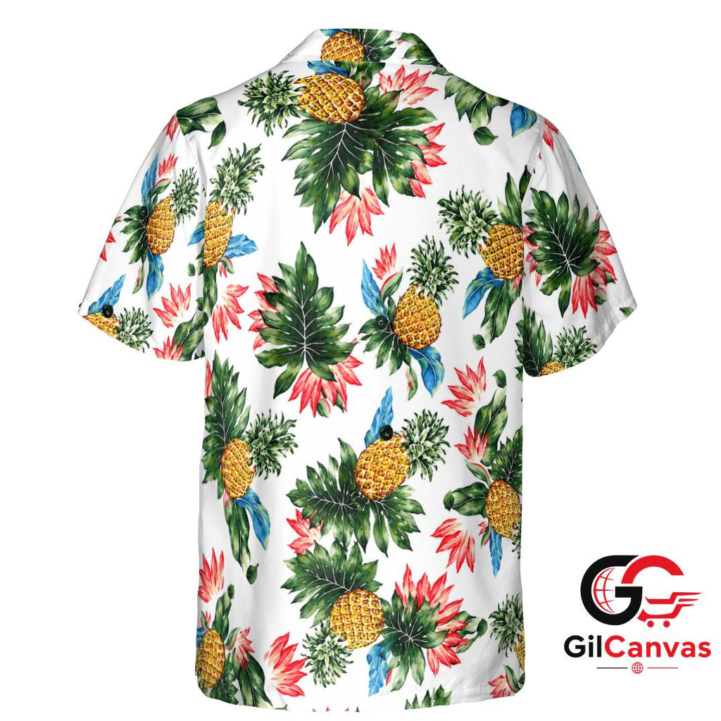 Tropical Pineapple Hawaiian Tee Perfect Men Summer Vacation Tropical Style Fit