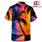 Tropical Sunset Hawaiian Tee, Perfect Men Summer Beach Party Casual Style