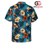 Vibrant Floral Hawaiian Shirt, Tropical Beach Vacation Unisex Summer Style