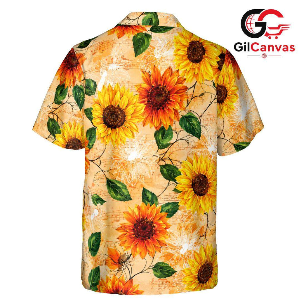 Vibrant Sunflower Floral Shirt, Unisex Tropical Beach Wear For Summer Season