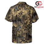 Vintage Blue Peony Grunge Shirt, Unisex Tropical Beach Summer Vacation Apparel