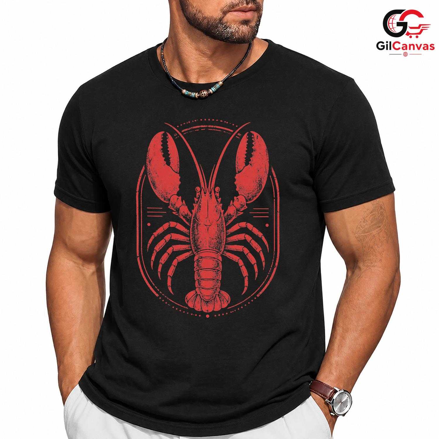 Vintage Red Lobster T-Shirt Summer Beach Ocean Life Unisex Seafood Lover Apparel