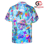 Vivid Trippy Mushroom Shirt, Unisex Fungi Festival Aloha Beach Wear Apparel