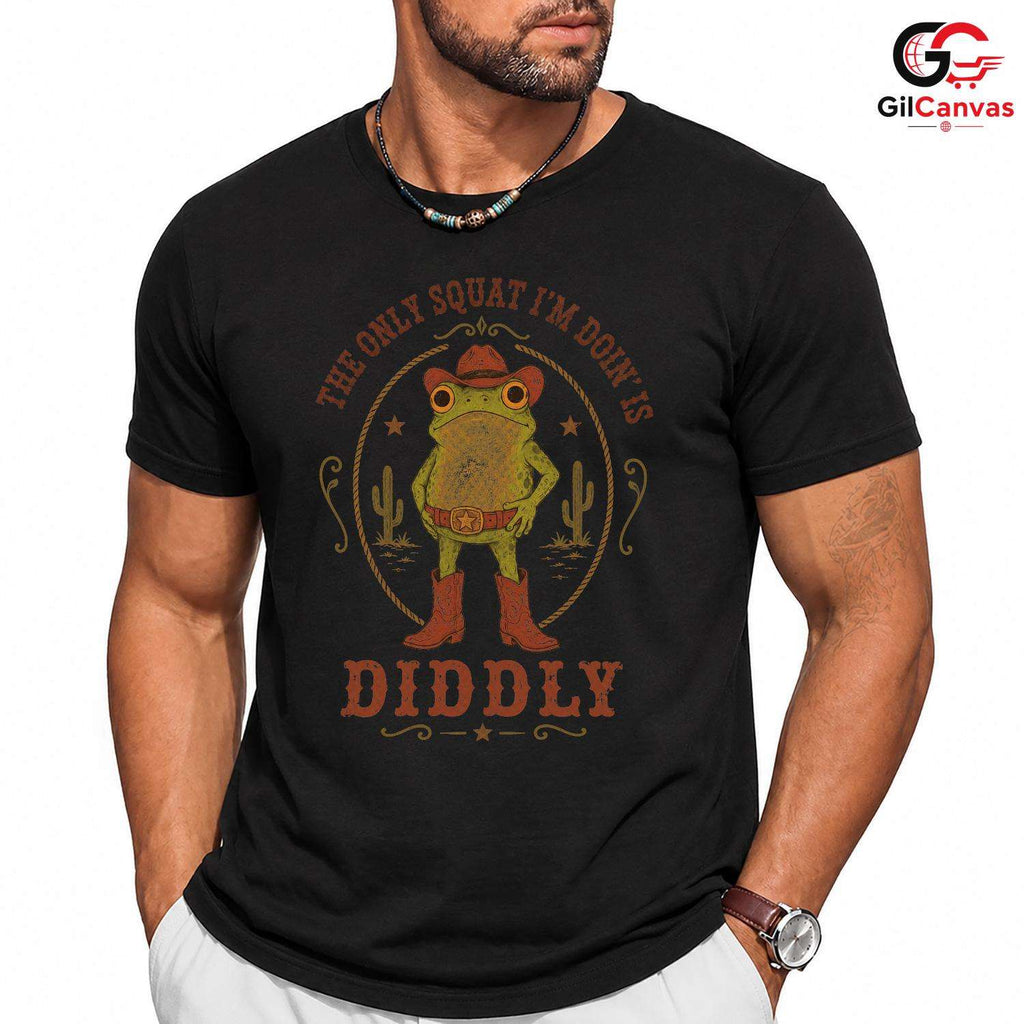 Western Cowboy Frog T-Shirt Men Women Animal Lover Country Theme Fun Tee Gift