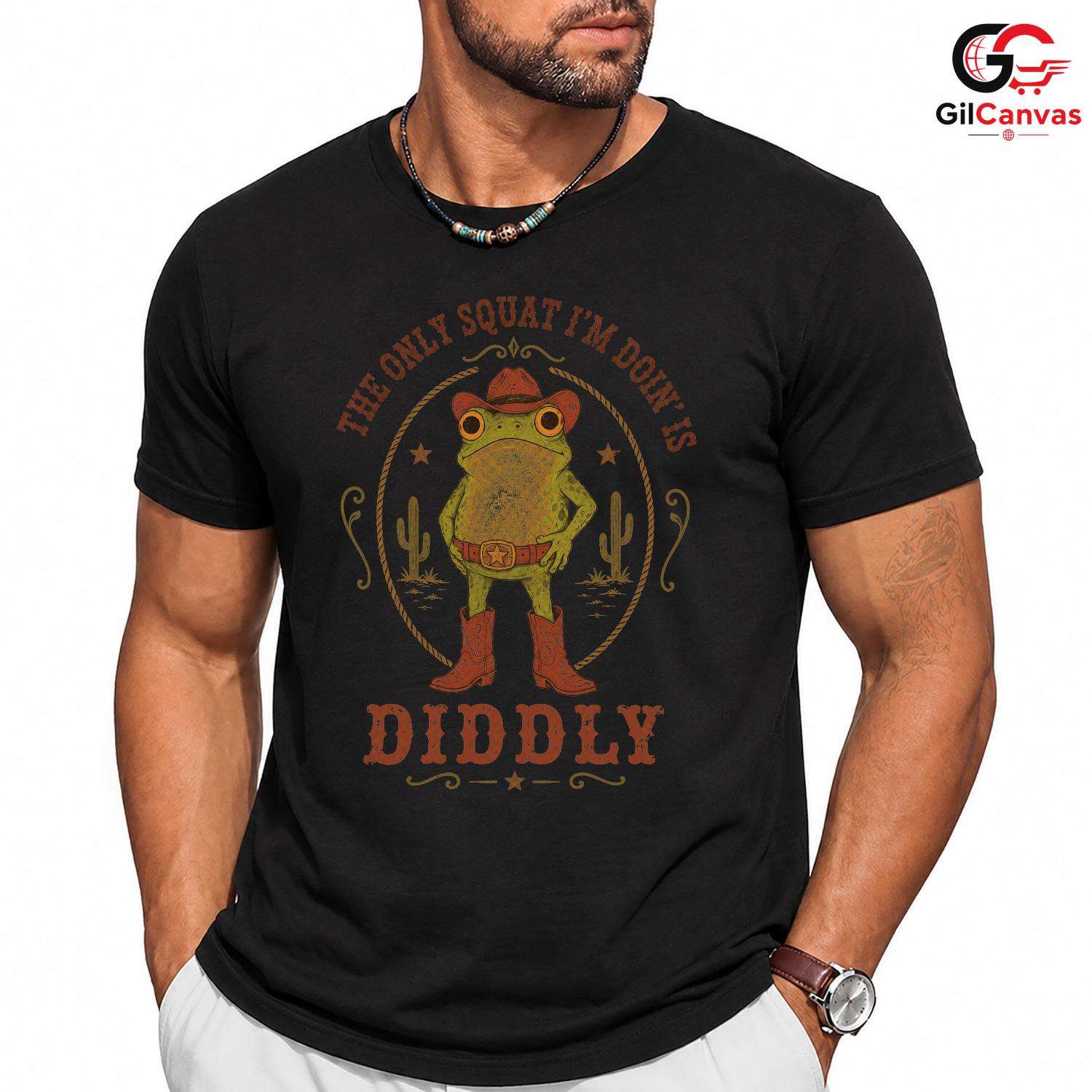 Western Cowboy Frog T-Shirt Men Women Animal Lover Country Theme Fun Tee Gift