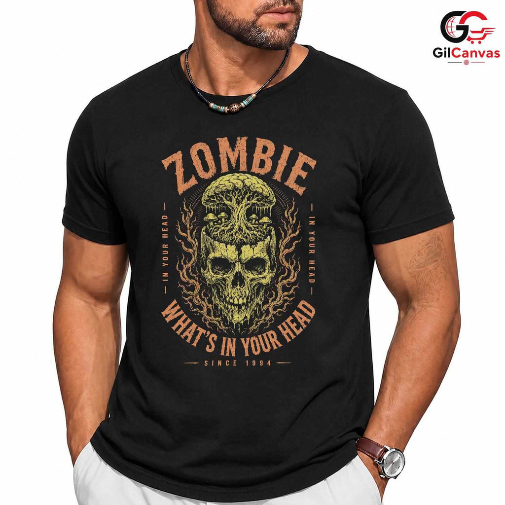 Zombie Brain Skull Tree Shirt Macabre Gothic Horror Unisex Dark Grunge Apparel