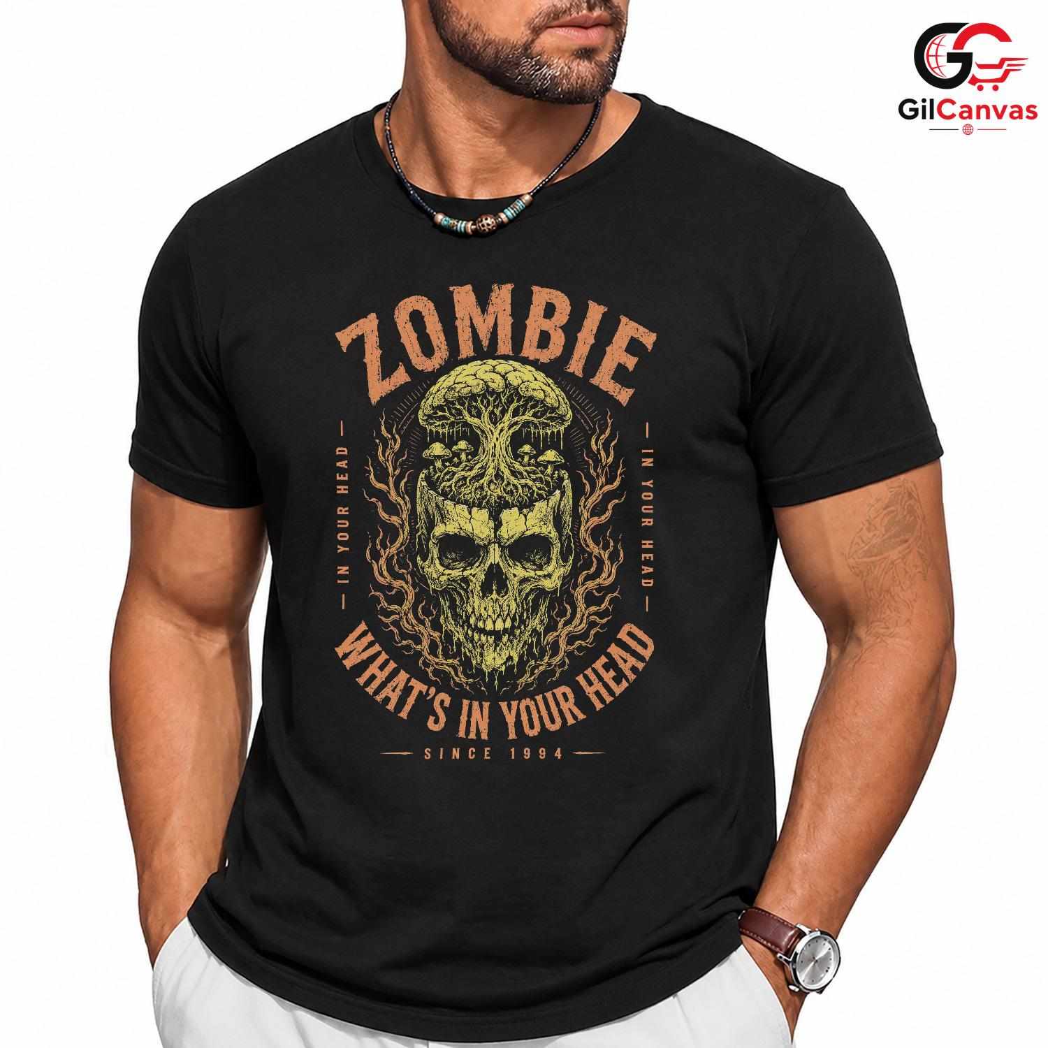Zombie Brain Skull Tree Shirt Macabre Gothic Horror Unisex Dark Grunge Apparel