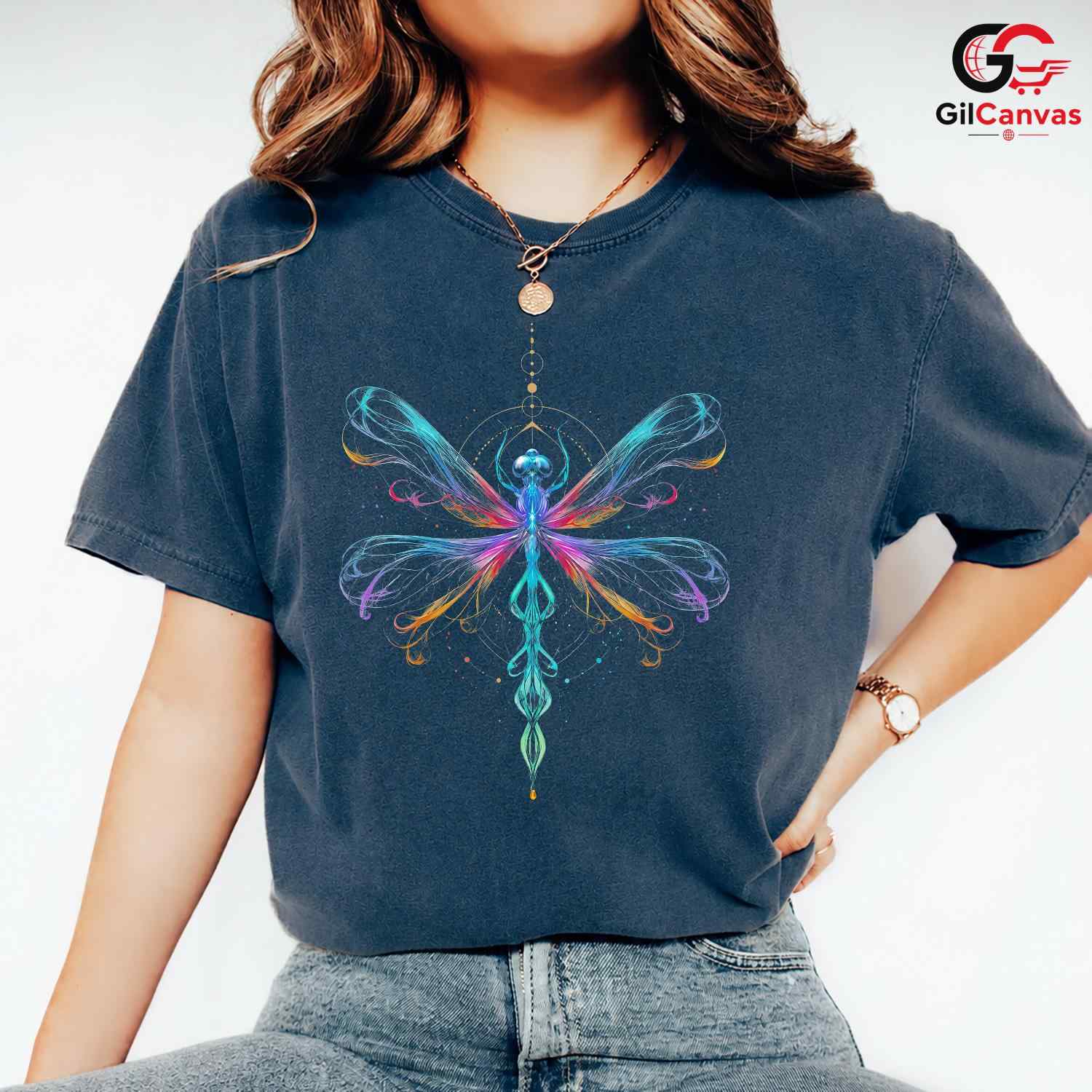 Abstract Dragonfly Nature T-Shirt Colorful Bug Lover Unisex Graphic Apparel Tee