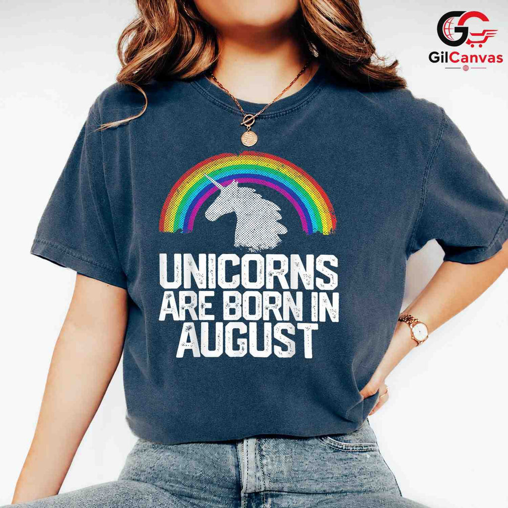 August Birthday Unicorn T-Shirt Unisex Fun Celebration Gift Kids And Teens