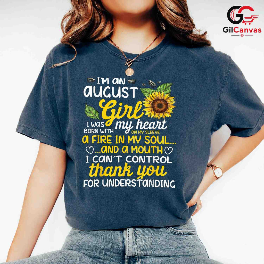 August Girl Sunflower T-Shirt Unisex Birthday Gift Idea For Women And Teens