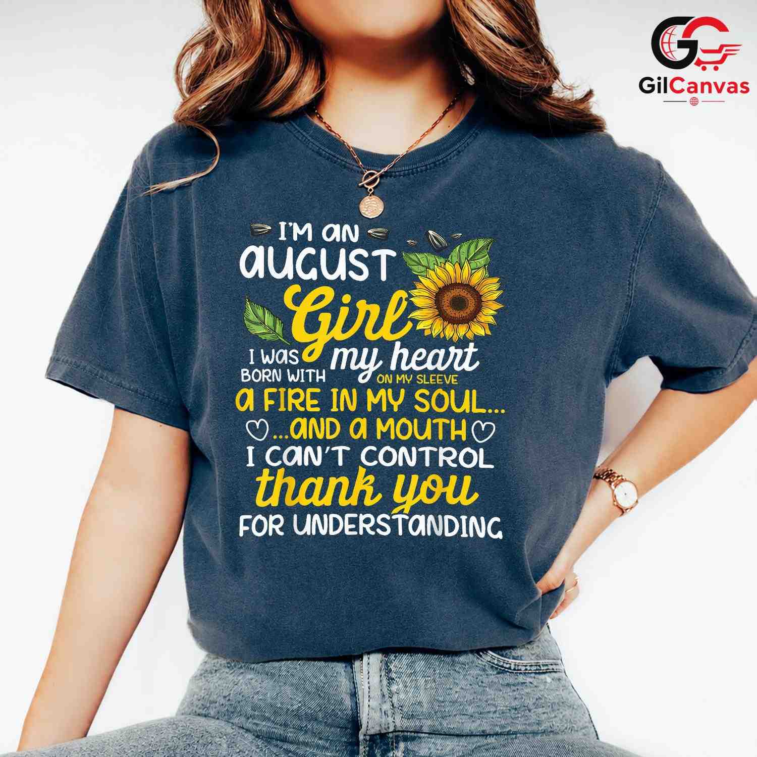 August Girl Sunflower T-Shirt Unisex Birthday Gift Idea For Women And Teens