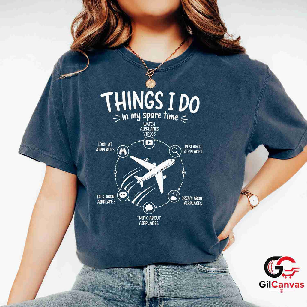Aviation Spare Time T-Shirt Airplane Enthusiast Flying Hobby Unisex Gift Shirt