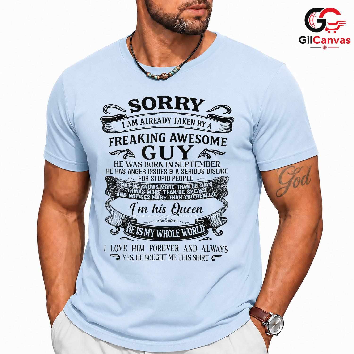 Awesome Guy Queen Fall T-Shirt Unisex September Birthday Relationship Gift