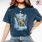 Bear Fishing Wildlife T-Shirt Nature Lover Outdoor Adventure Unisex Apparel
