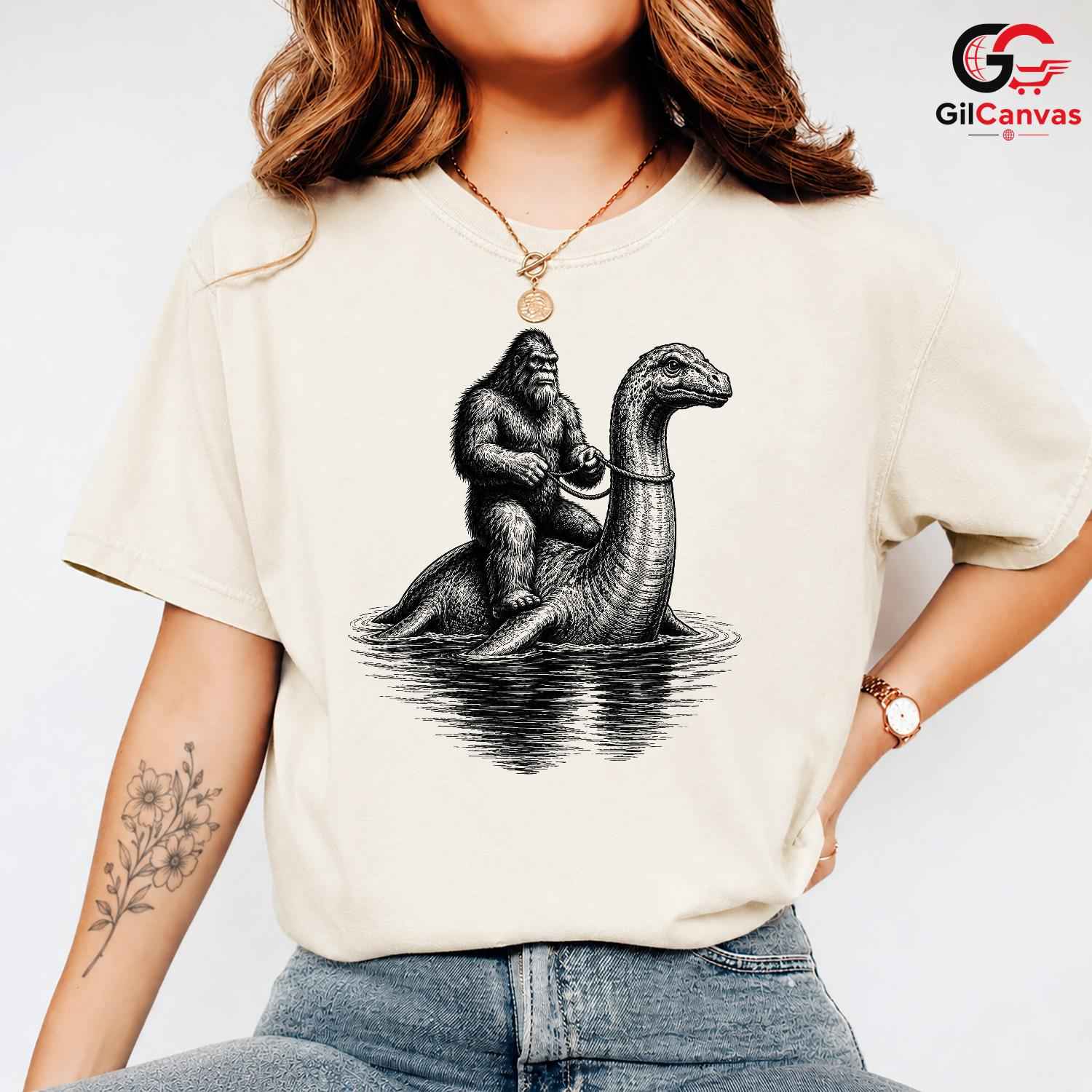 Bigfoot Lake Monster T-Shirt Mythical Adventure Unisex Cryptid Legend Gift Tee