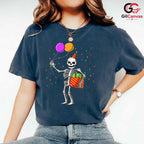 Birthday Skeleton Party Tee Shirt Unisex Funny Spooky Celebration Humorous Gift