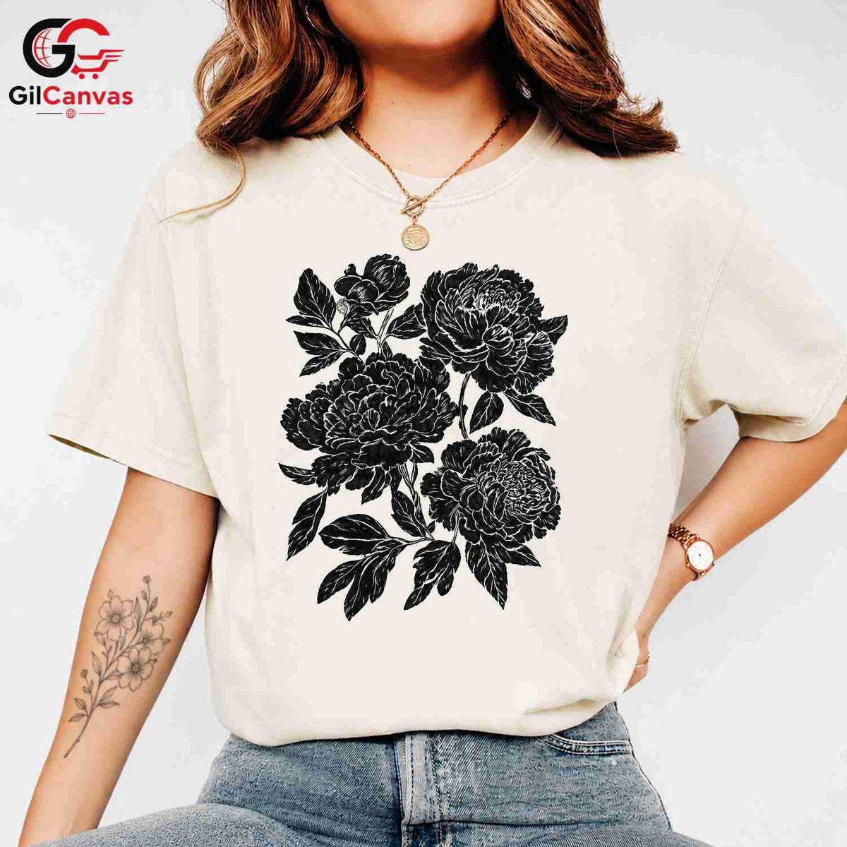 Black Floral Garden T-Shirt Unisex Fashionable Mothers Day Gift Graphic Shirt