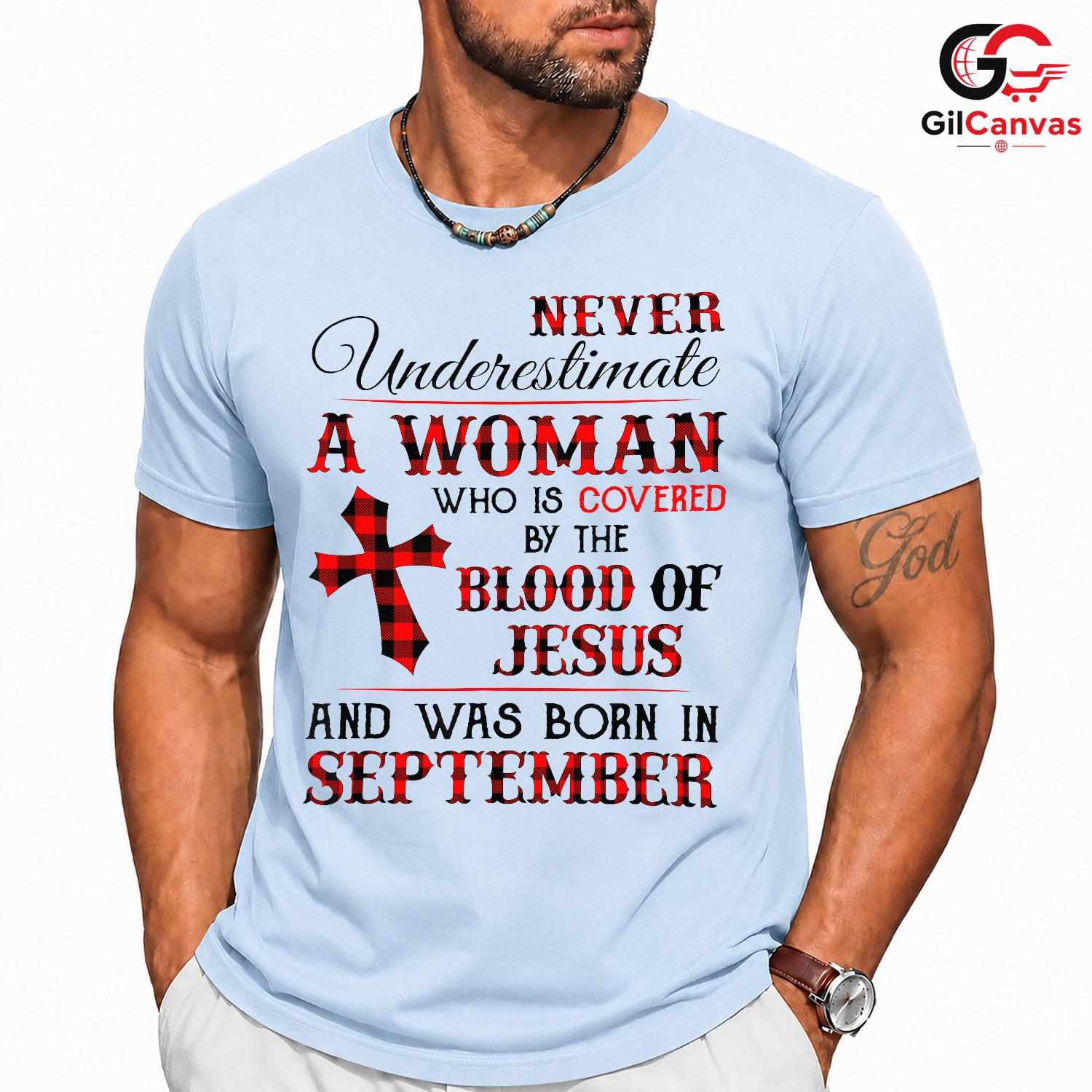 Blood Of Jesus September T-Shirt Unisex Christian Women Birthday Gift Idea