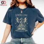 Book A Day Dragon T-Shirt Fantasy Themed Lover Graphic Novelty Unisex Apparel