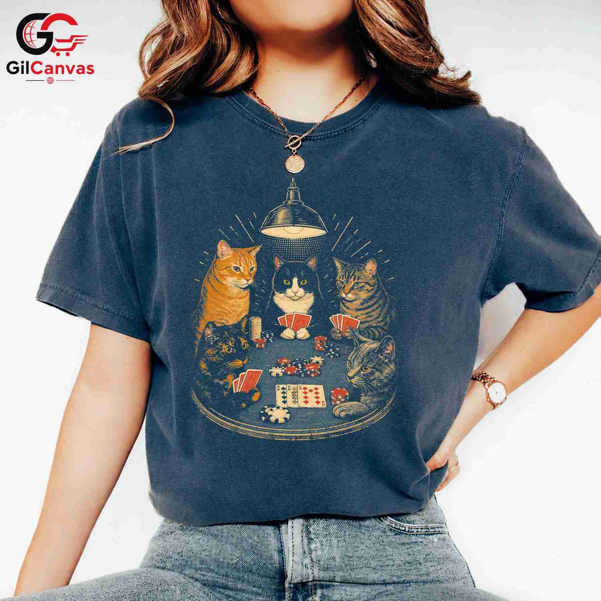 Cats Playing Poker T-Shirt Unisex Humorous Animal Lover Card Graphic Apparel