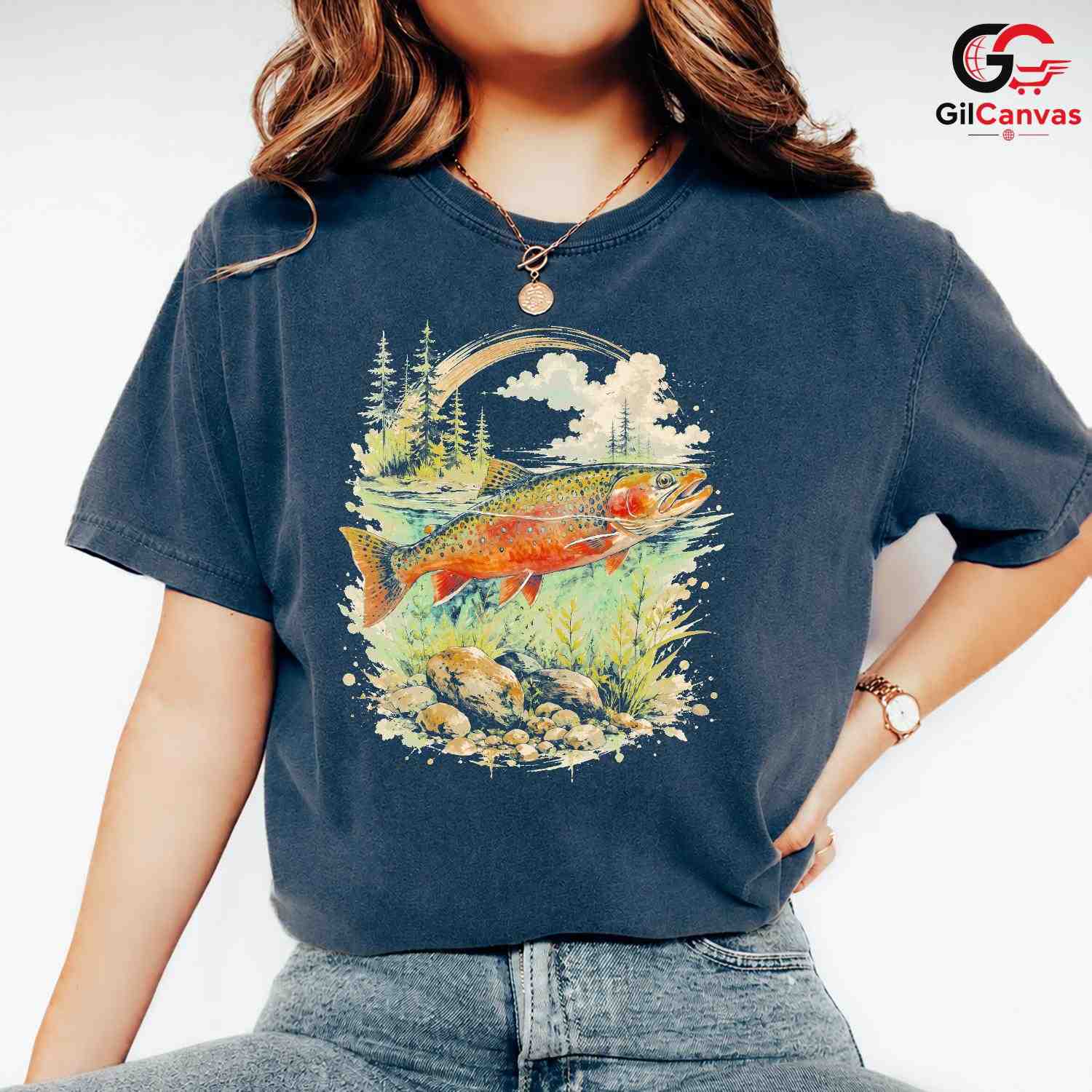 Colorful Trout Fishing T-Shirt Unisex Outdoor Enthusiast Nature Lover Graphic Tee