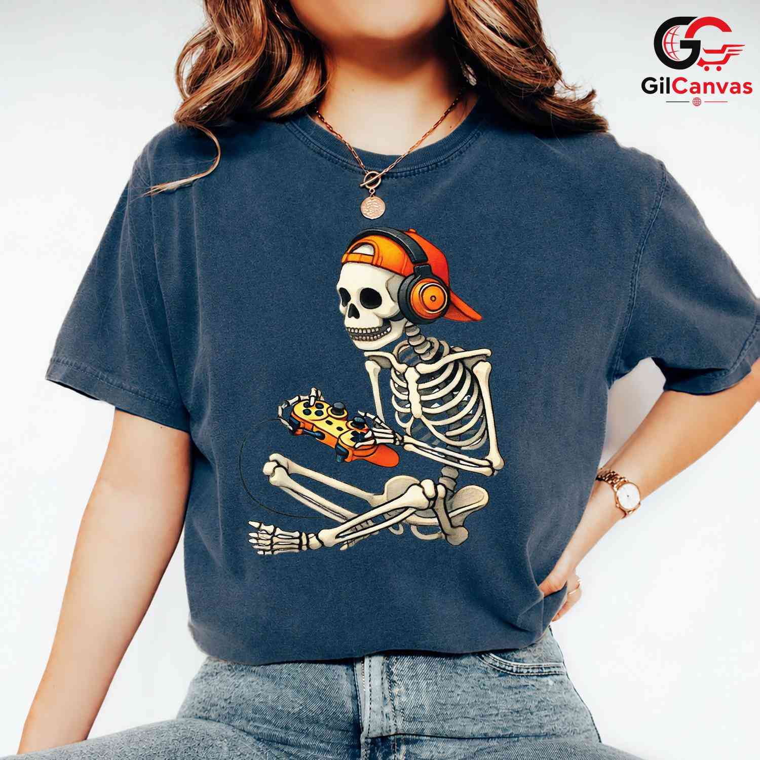 Cool Gaming Skeleton Halloween T-Shirt Unisex Perfect Gamer Birthday Gift